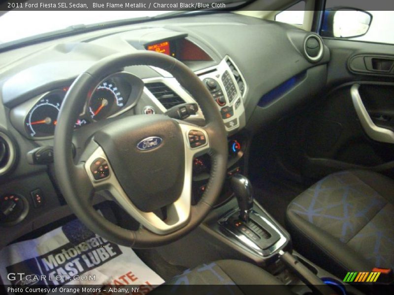 Charcoal Black/Blue Cloth Interior - 2011 Fiesta SEL Sedan 