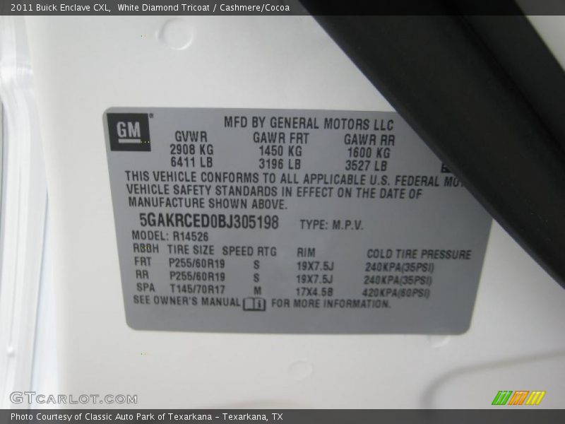 White Diamond Tricoat / Cashmere/Cocoa 2011 Buick Enclave CXL