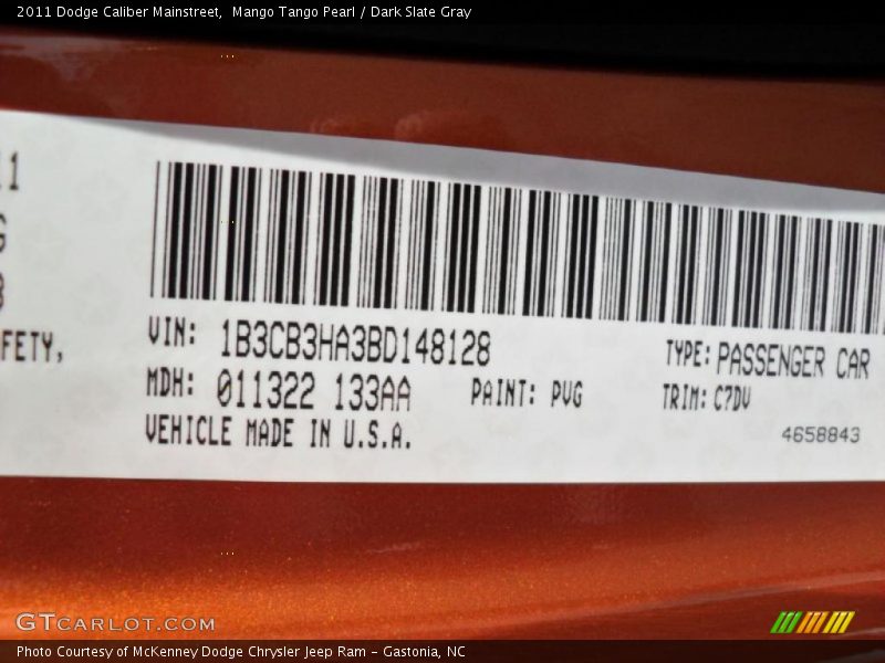 Mango Tango Pearl / Dark Slate Gray 2011 Dodge Caliber Mainstreet