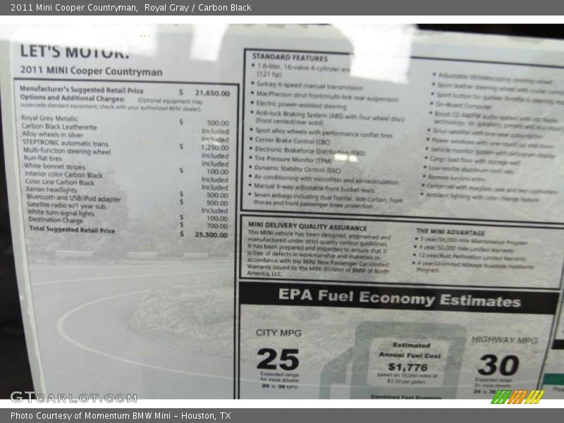 Royal Gray / Carbon Black 2011 Mini Cooper Countryman