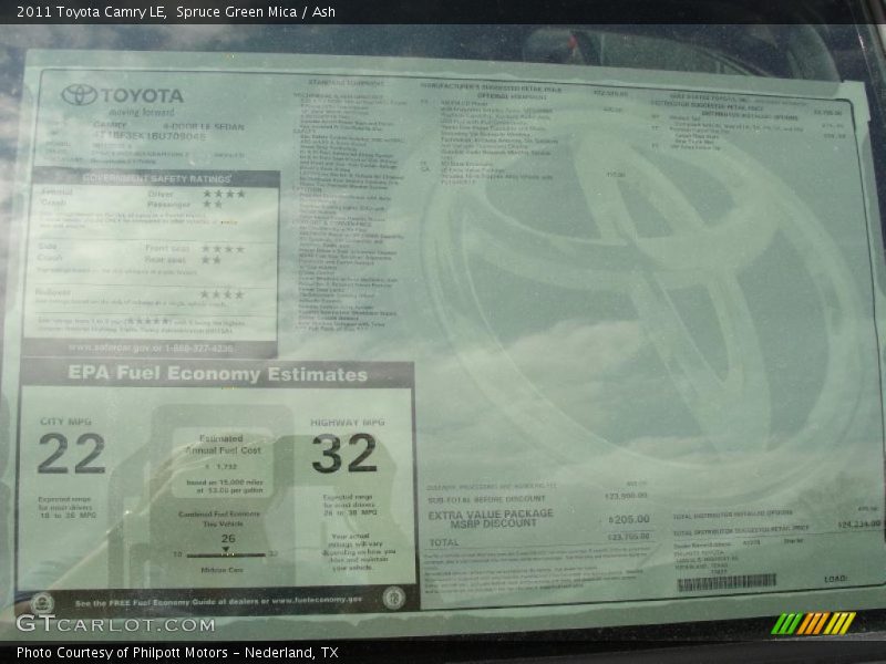 Spruce Green Mica / Ash 2011 Toyota Camry LE