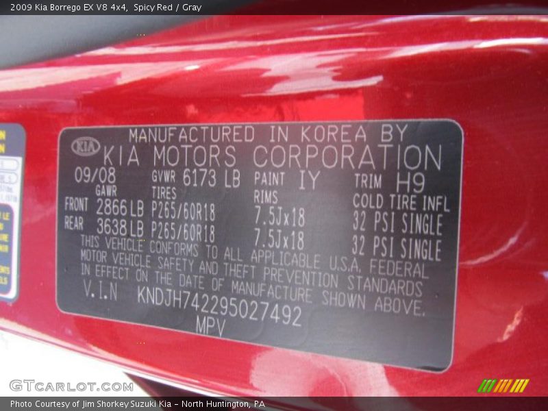 Spicy Red / Gray 2009 Kia Borrego EX V8 4x4