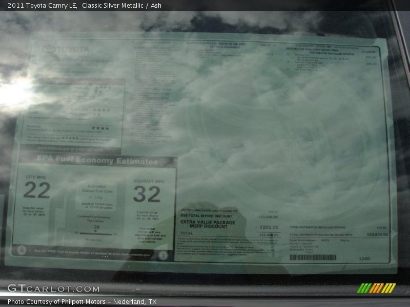 Classic Silver Metallic / Ash 2011 Toyota Camry LE