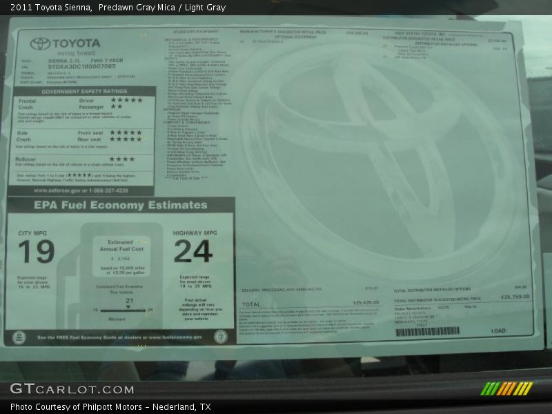 Predawn Gray Mica / Light Gray 2011 Toyota Sienna
