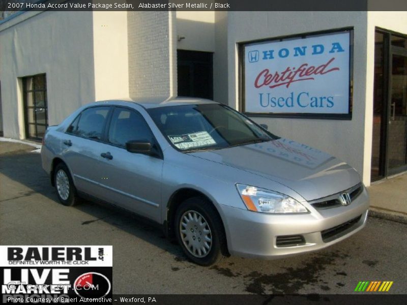 Alabaster Silver Metallic / Black 2007 Honda Accord Value Package Sedan