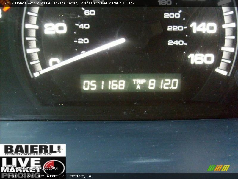 Alabaster Silver Metallic / Black 2007 Honda Accord Value Package Sedan