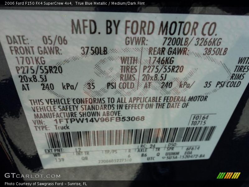 True Blue Metallic / Medium/Dark Flint 2006 Ford F150 FX4 SuperCrew 4x4