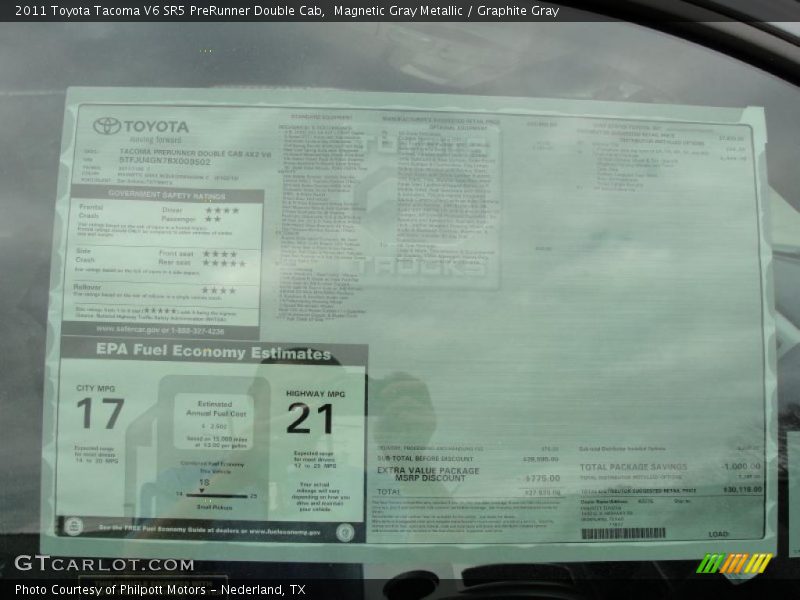 Magnetic Gray Metallic / Graphite Gray 2011 Toyota Tacoma V6 SR5 PreRunner Double Cab