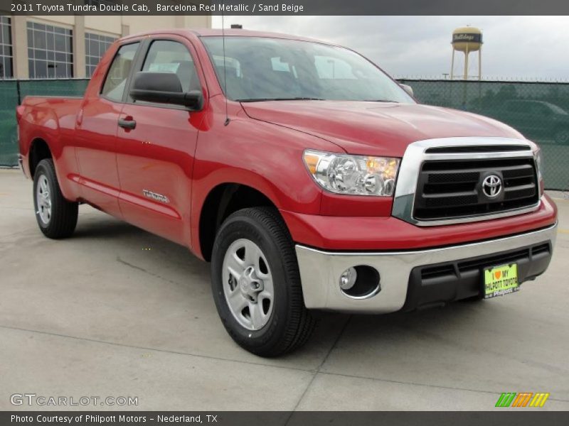 Barcelona Red Metallic / Sand Beige 2011 Toyota Tundra Double Cab