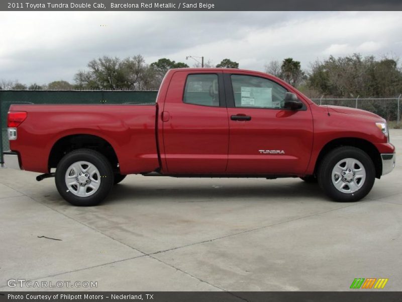 Barcelona Red Metallic / Sand Beige 2011 Toyota Tundra Double Cab
