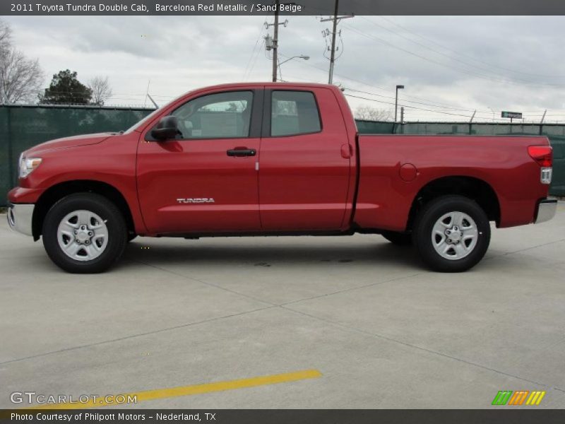 Barcelona Red Metallic / Sand Beige 2011 Toyota Tundra Double Cab