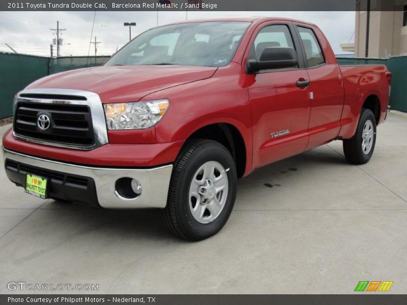 Barcelona Red Metallic / Sand Beige 2011 Toyota Tundra Double Cab
