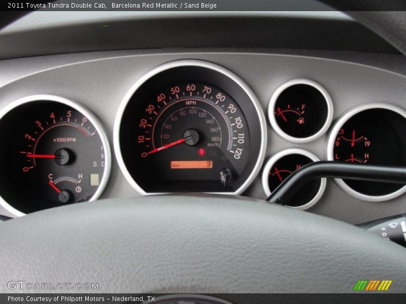 Barcelona Red Metallic / Sand Beige 2011 Toyota Tundra Double Cab