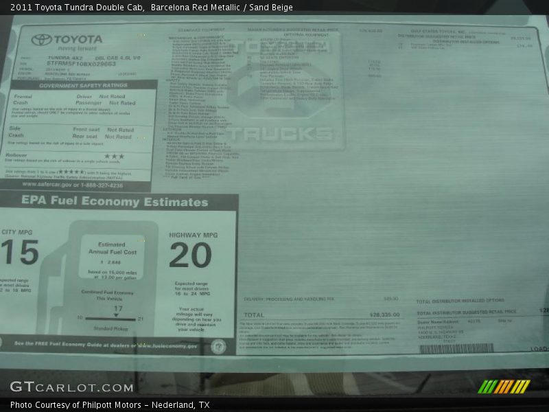 Barcelona Red Metallic / Sand Beige 2011 Toyota Tundra Double Cab