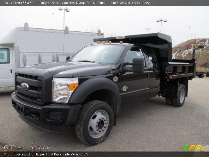 Front 3/4 View of 2011 F550 Super Duty XL Super Cab 4x4 Dump Truck