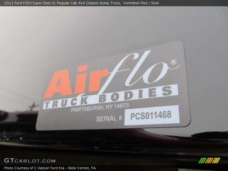 Vermillion Red / Steel 2011 Ford F350 Super Duty XL Regular Cab 4x4 Chassis Dump Truck