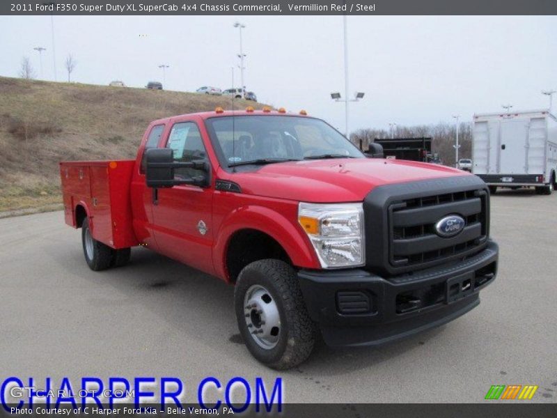 Vermillion Red / Steel 2011 Ford F350 Super Duty XL SuperCab 4x4 Chassis Commercial