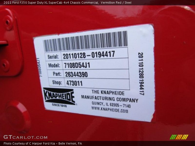 Vermillion Red / Steel 2011 Ford F350 Super Duty XL SuperCab 4x4 Chassis Commercial