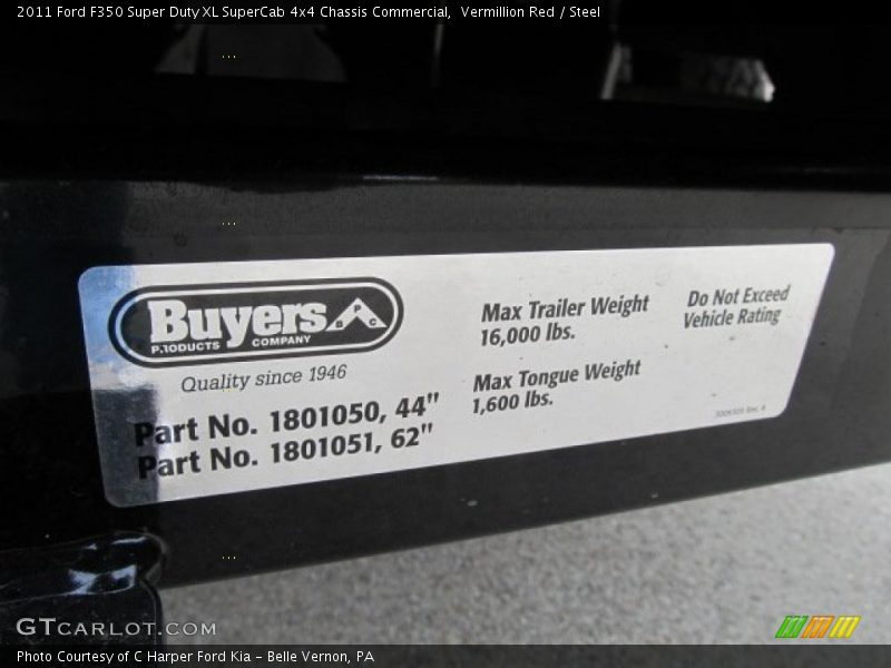 Vermillion Red / Steel 2011 Ford F350 Super Duty XL SuperCab 4x4 Chassis Commercial