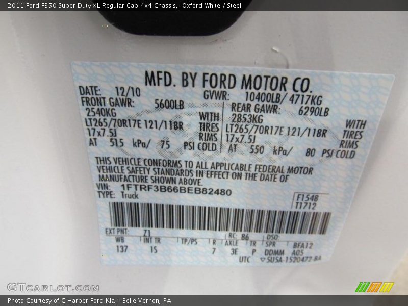Oxford White / Steel 2011 Ford F350 Super Duty XL Regular Cab 4x4 Chassis