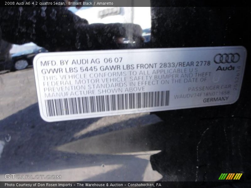 Brilliant Black / Amaretto 2008 Audi A6 4.2 quattro Sedan