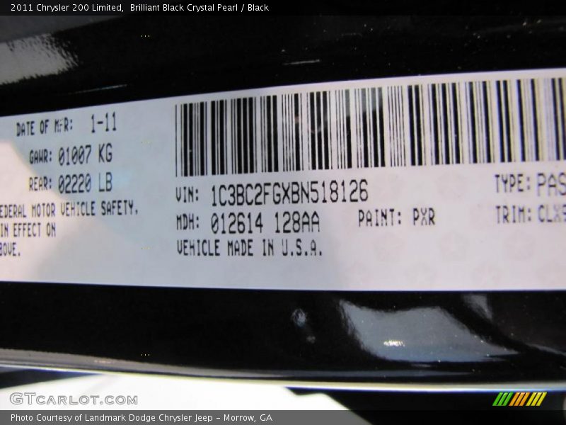 Brilliant Black Crystal Pearl / Black 2011 Chrysler 200 Limited