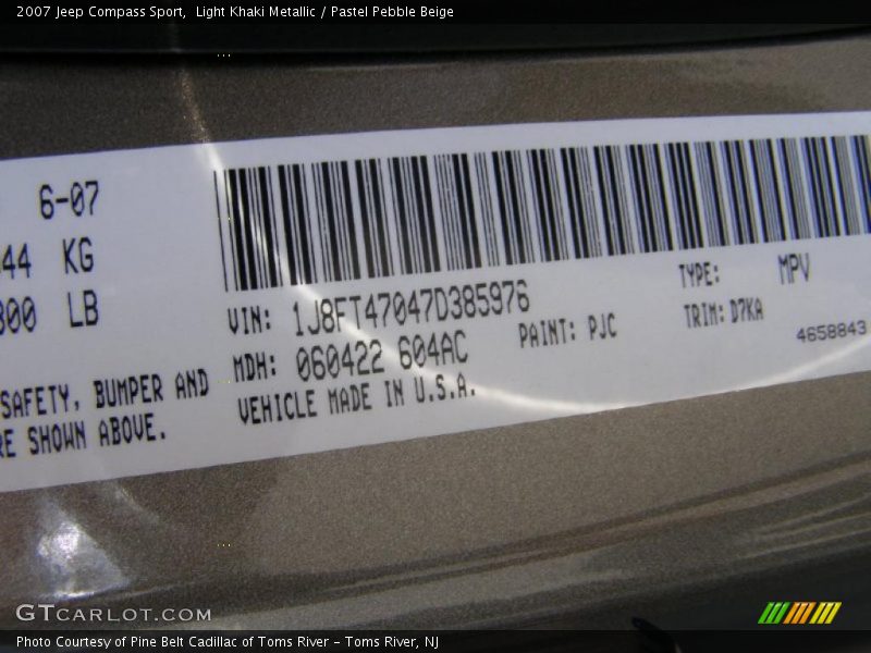 Light Khaki Metallic / Pastel Pebble Beige 2007 Jeep Compass Sport