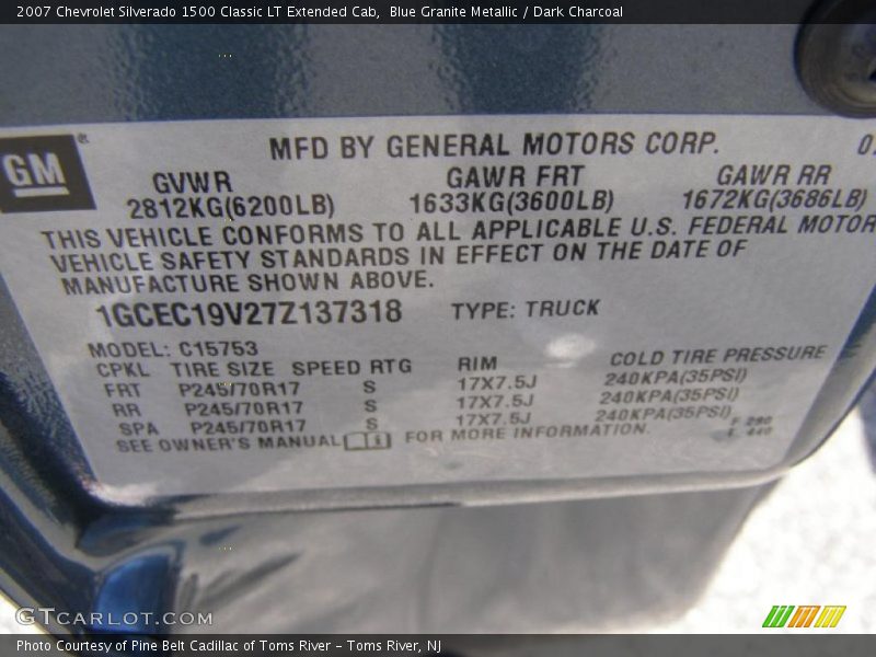 Blue Granite Metallic / Dark Charcoal 2007 Chevrolet Silverado 1500 Classic LT Extended Cab