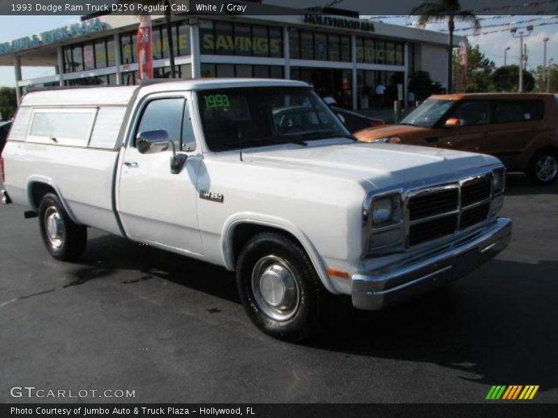 White / Gray 1993 Dodge Ram Truck D250 Regular Cab