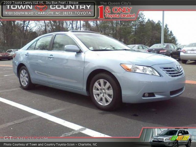 Sky Blue Pearl / Bisque 2009 Toyota Camry XLE V6