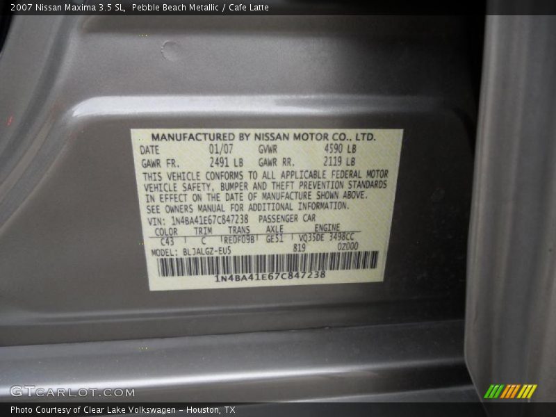 Pebble Beach Metallic / Cafe Latte 2007 Nissan Maxima 3.5 SL