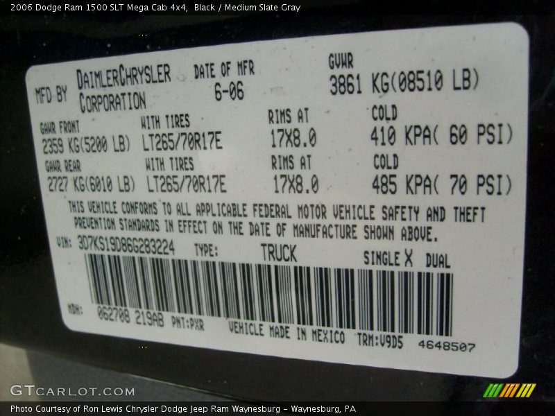 Black / Medium Slate Gray 2006 Dodge Ram 1500 SLT Mega Cab 4x4
