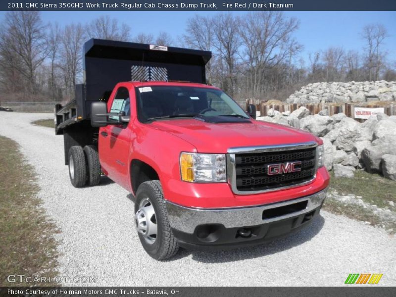 Front 3/4 View of 2011 Sierra 3500HD Work Truck Regular Cab Chassis Dump Truck