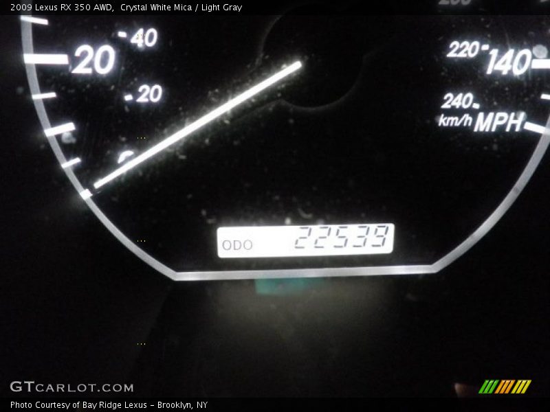 Crystal White Mica / Light Gray 2009 Lexus RX 350 AWD