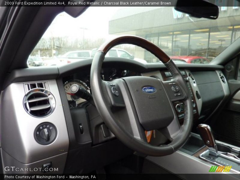 Royal Red Metallic / Charcoal Black Leather/Caramel Brown 2009 Ford Expedition Limited 4x4
