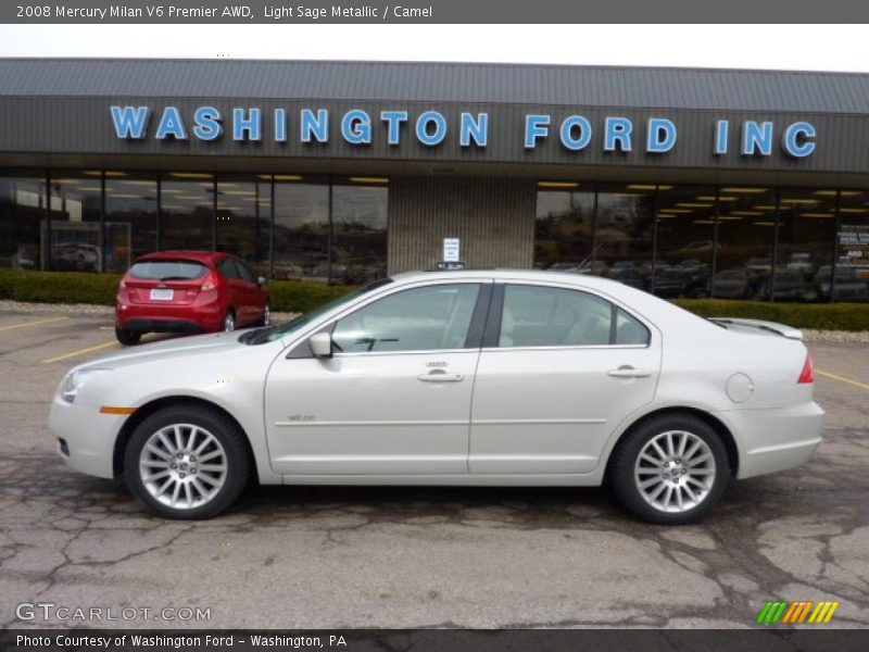 Light Sage Metallic / Camel 2008 Mercury Milan V6 Premier AWD