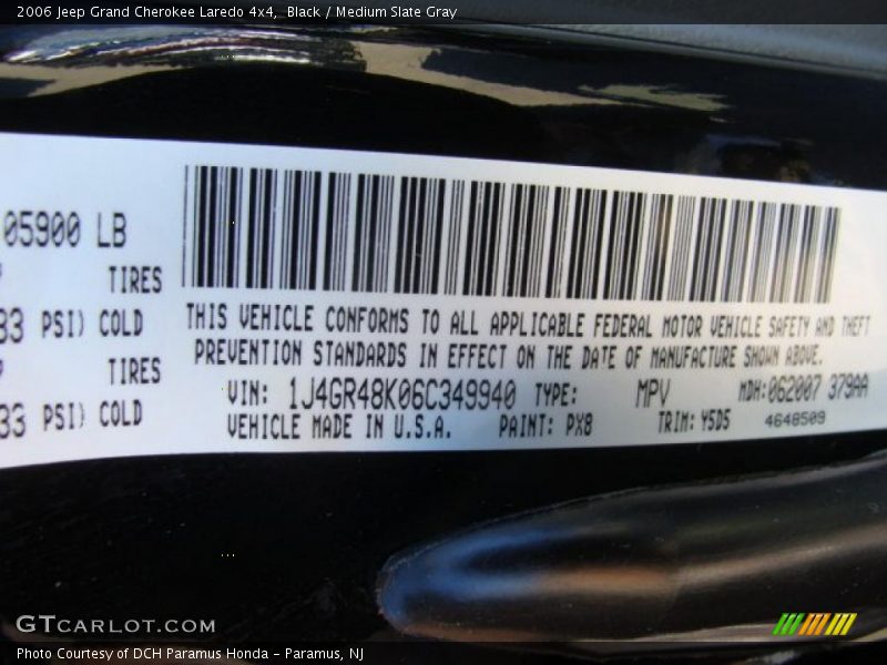Black / Medium Slate Gray 2006 Jeep Grand Cherokee Laredo 4x4
