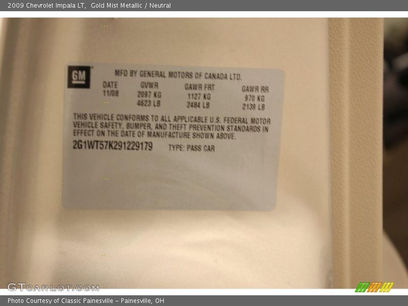 Gold Mist Metallic / Neutral 2009 Chevrolet Impala LT