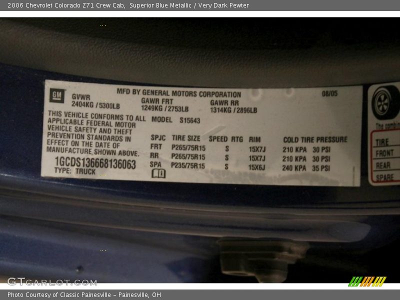 Superior Blue Metallic / Very Dark Pewter 2006 Chevrolet Colorado Z71 Crew Cab