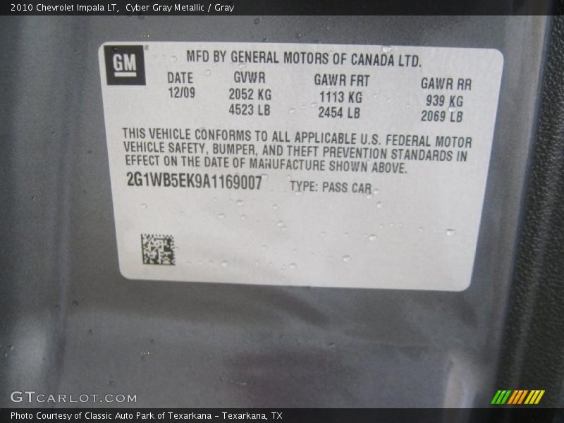 Cyber Gray Metallic / Gray 2010 Chevrolet Impala LT