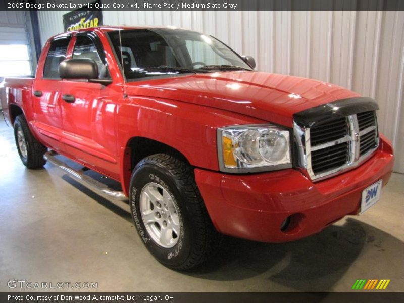 Flame Red / Medium Slate Gray 2005 Dodge Dakota Laramie Quad Cab 4x4