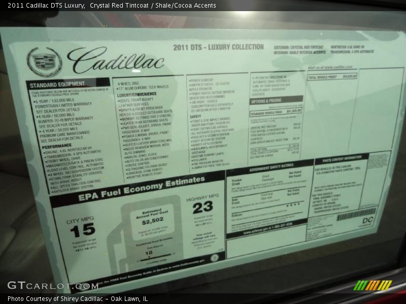  2011 DTS Luxury Window Sticker