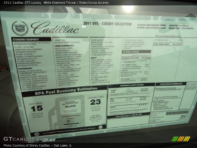  2011 DTS Luxury Window Sticker