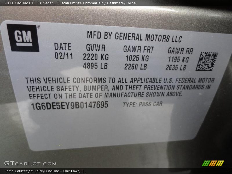 Tuscan Bronze ChromaFlair / Cashmere/Cocoa 2011 Cadillac CTS 3.0 Sedan