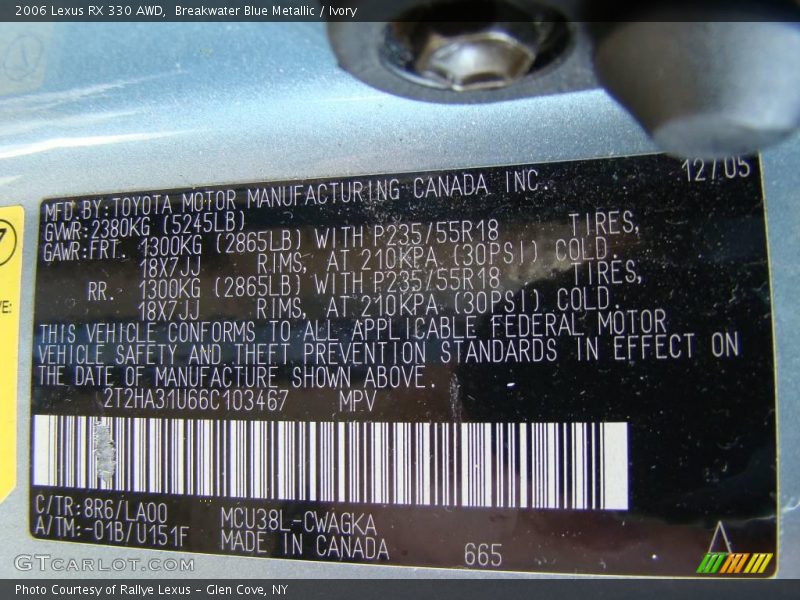 Breakwater Blue Metallic / Ivory 2006 Lexus RX 330 AWD