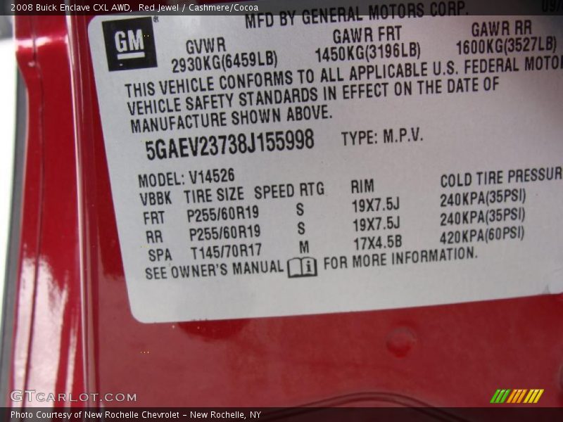 Red Jewel / Cashmere/Cocoa 2008 Buick Enclave CXL AWD