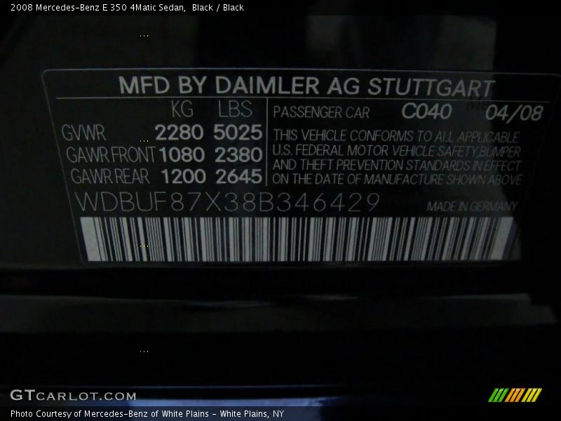 Black / Black 2008 Mercedes-Benz E 350 4Matic Sedan