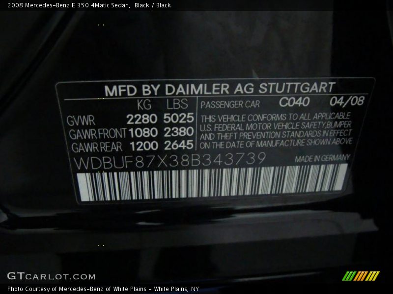 Black / Black 2008 Mercedes-Benz E 350 4Matic Sedan
