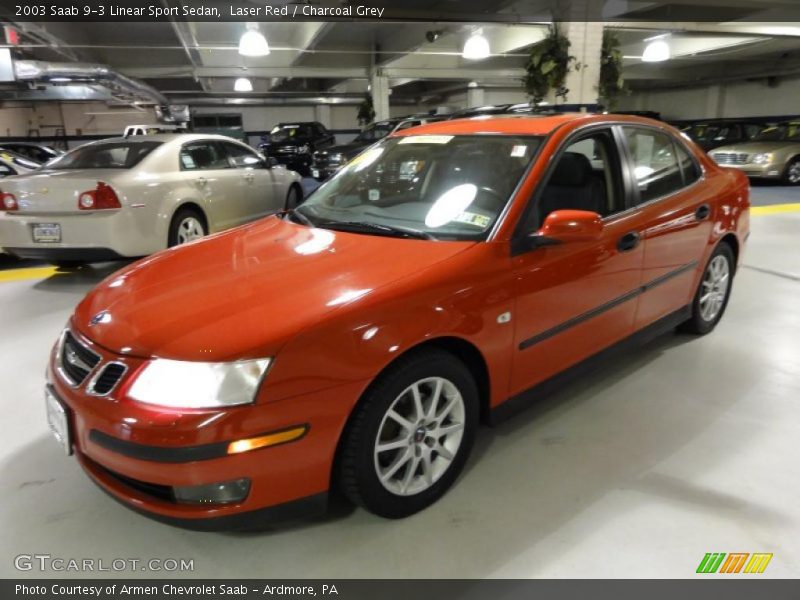 Laser Red / Charcoal Grey 2003 Saab 9-3 Linear Sport Sedan