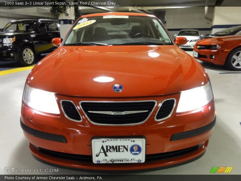 Laser Red / Charcoal Grey 2003 Saab 9-3 Linear Sport Sedan